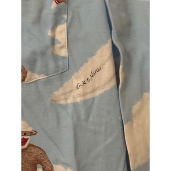 Nick & Nora Sock Monkey Flannel Sleep Dress S - Picture 4 of 5